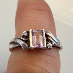 AVON Elegant Silver Ring with Lavender Gemstone